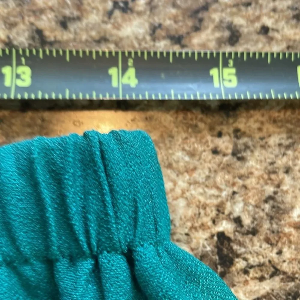 Vintage Emerald Green Elastic‎ Waist Midi Skirt Career Office Modest Everyday